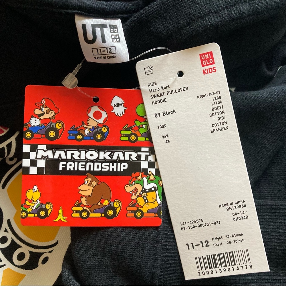 Uniqlo x Mario Kart Hooded Sweatshirt Pullover NWT Boys Size 11-12 - Picture 7 of 7